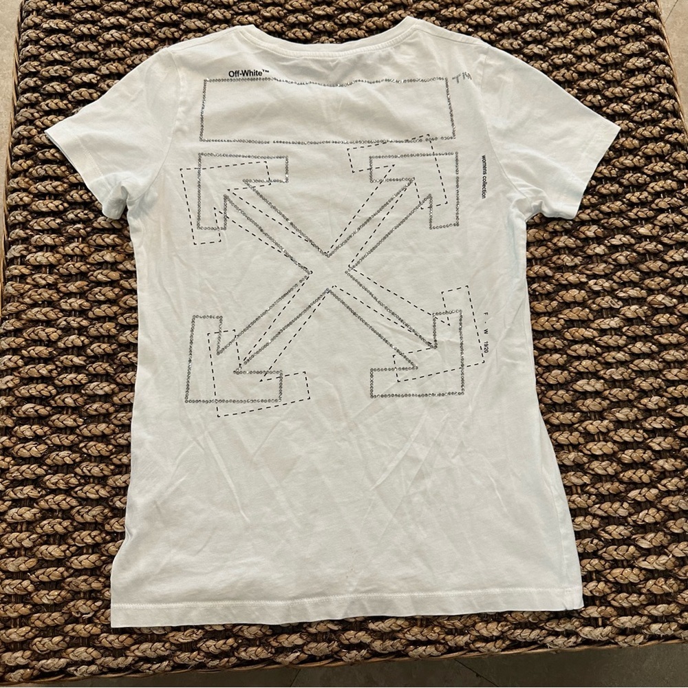 Off-White c/o Virgil Abloh Women's Rhinestone Arrow Logo T-Shirt White (T3)